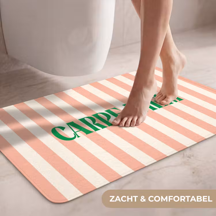 Wc Mat - Zachtroze - Groen - Strepen - Carpe Diem — 7