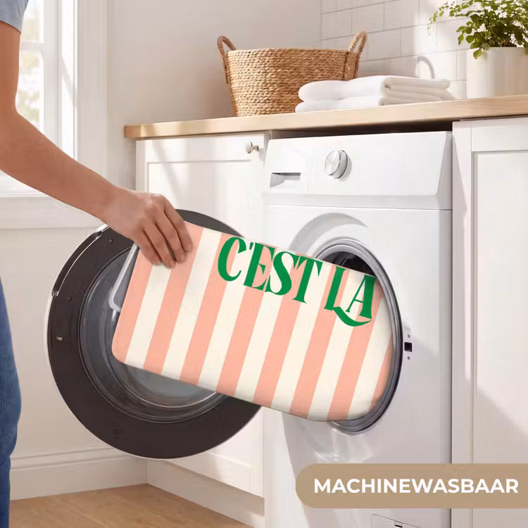 Wc Mat - Zachtroze - Groen - Strepen - C'est La Vie — 5