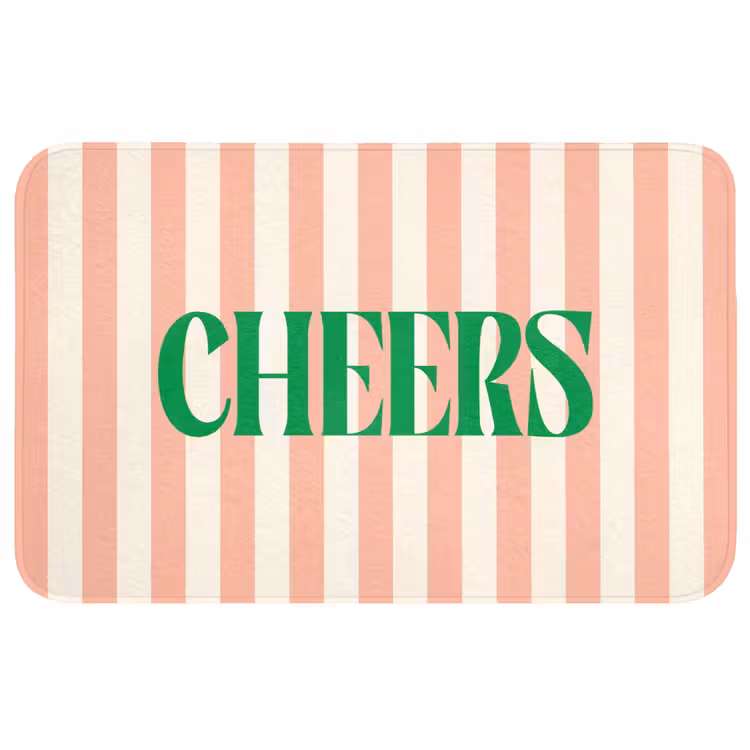 Wc Mat - Zachtroze - Groen - Strepen - Cheers — 1