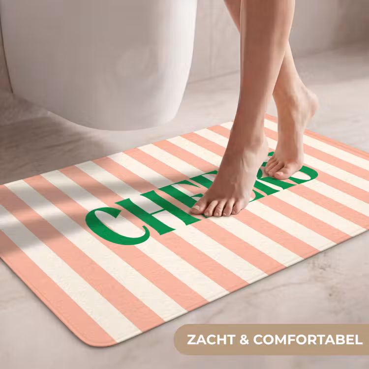 Wc Mat - Zachtroze - Groen - Strepen - Cheers — 7