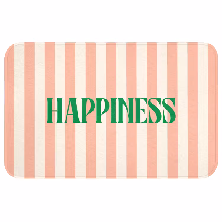 Wc Mat - Zachtroze - Groen - Strepen - Happiness — 1