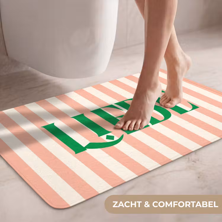 Wc Mat - Zachtroze - Groen - Strepen - Liebe — 7