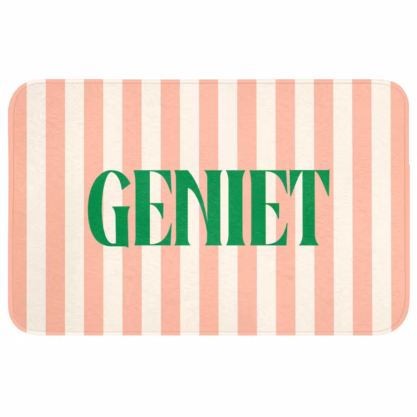 Wc Mat - Zachtroze - Groen - Strepen - Geniet — 1