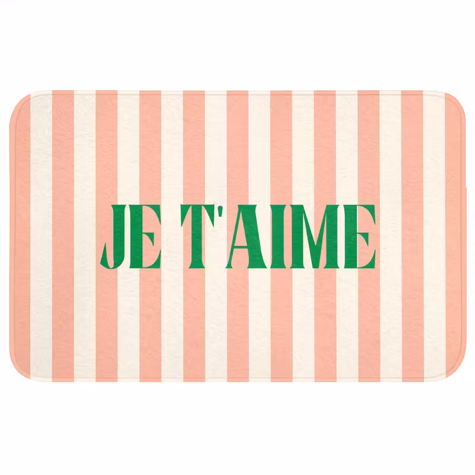 Wc Mat - Zachtroze - Groen - Strepen - Je t'aime — 1
