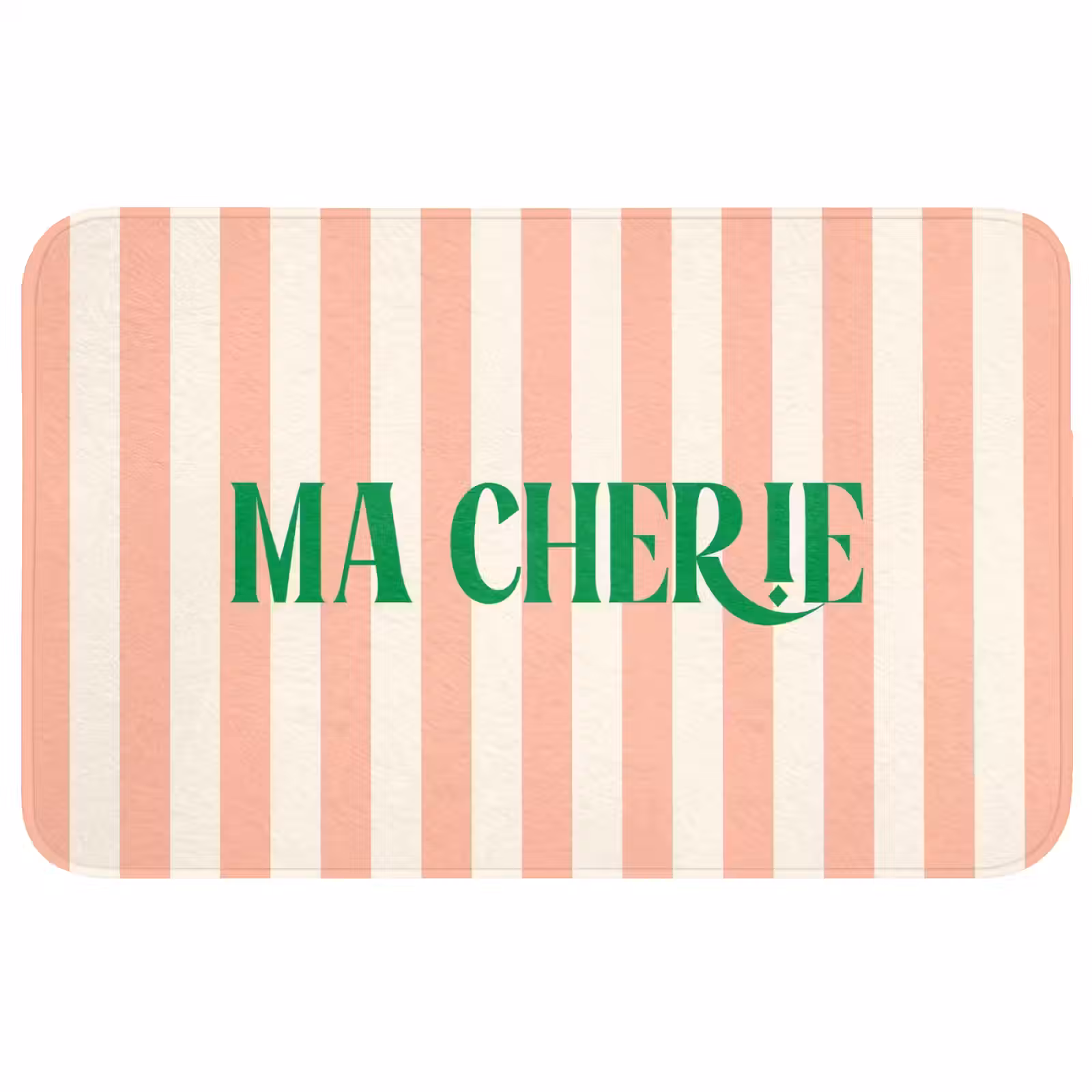 Wc Mat - Zachtroze - Groen - Strepen - Ma Cherie — 1