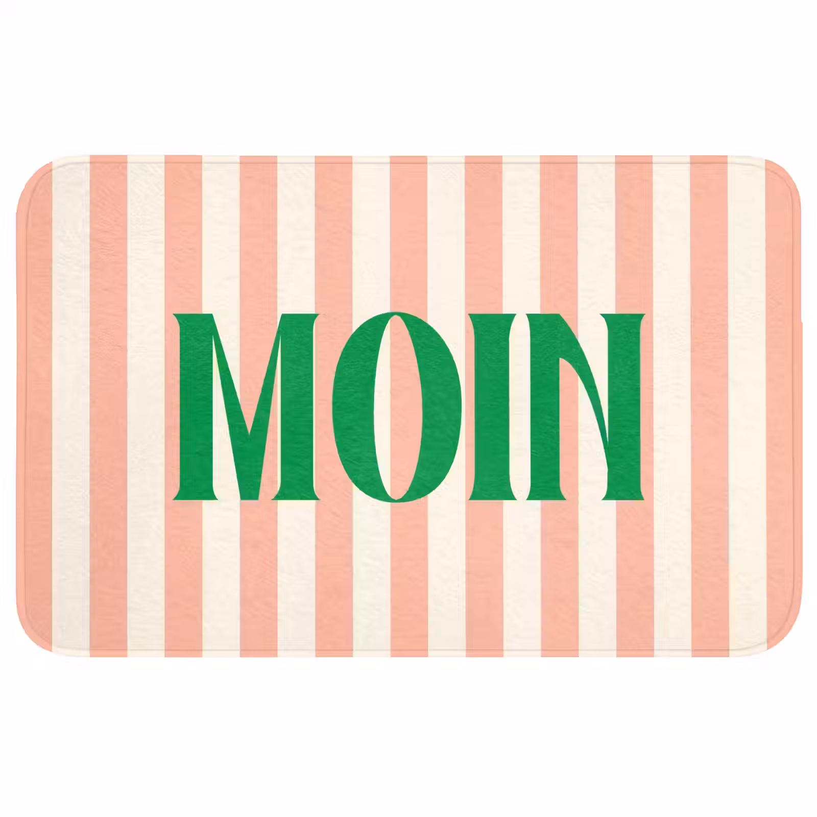 Wc Mat - Zachtroze - Groen - Strepen - Moin — 1