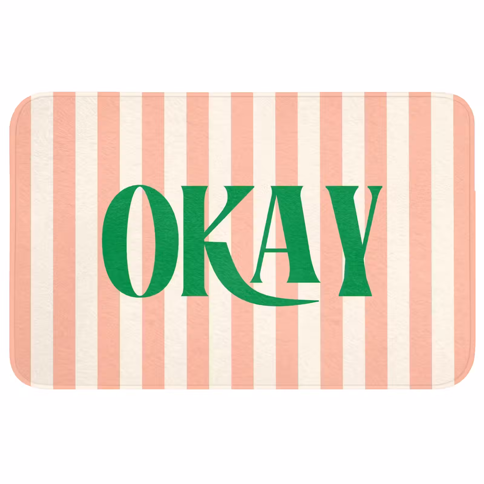 Wc Mat - Zachtroze - Groen - Strepen - Okay — 1