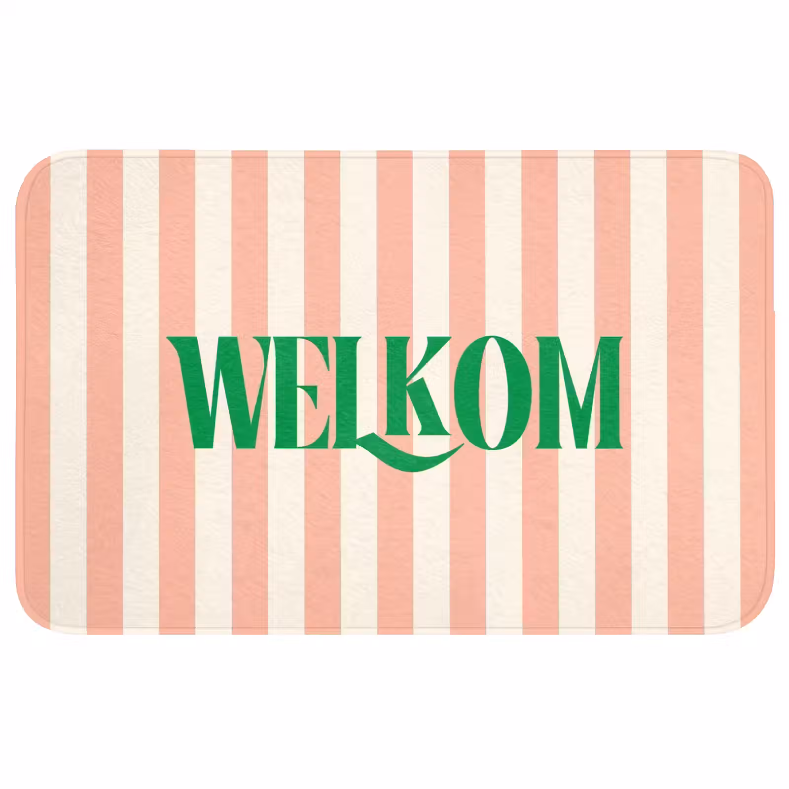 Wc Mat - Zachtroze - Groen - Strepen - Welkom — 1