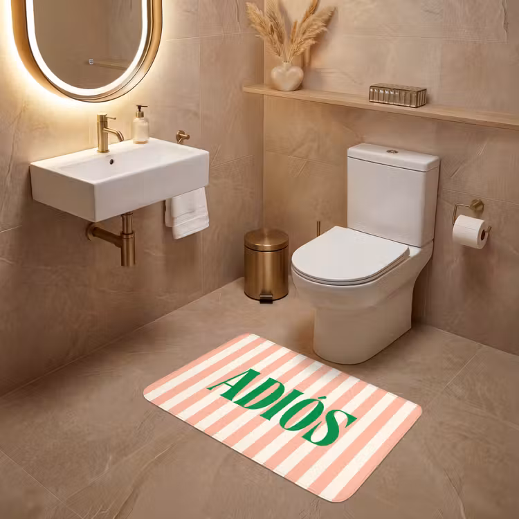 Wc Mat - Zachtroze - Groen - Strepen - Adiós — 4