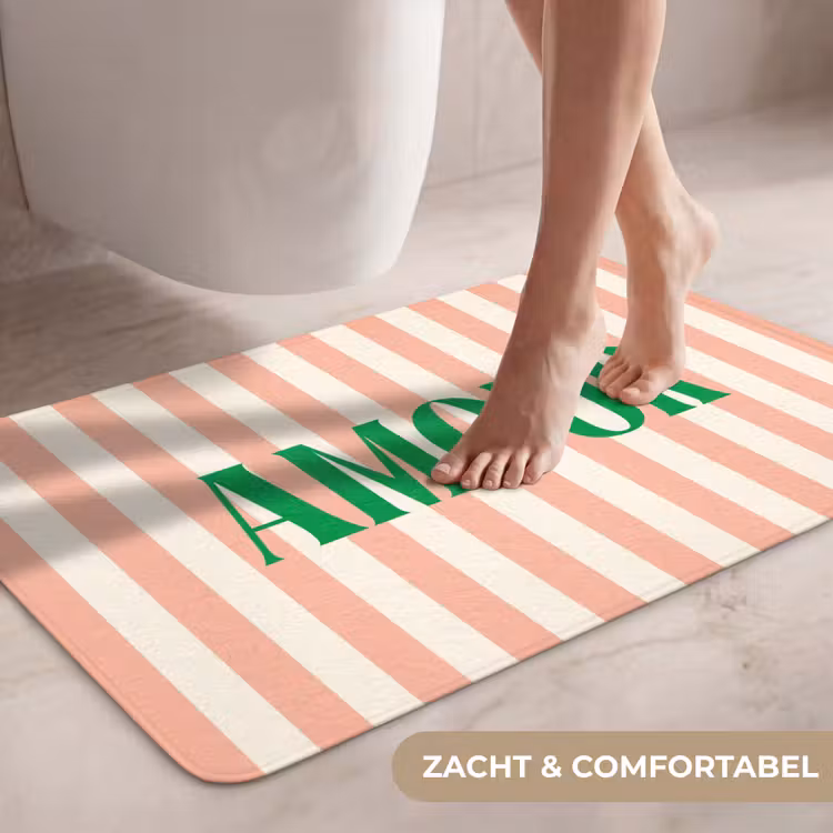 Wc Mat - Zachtroze - Groen - Strepen - Amour — 7