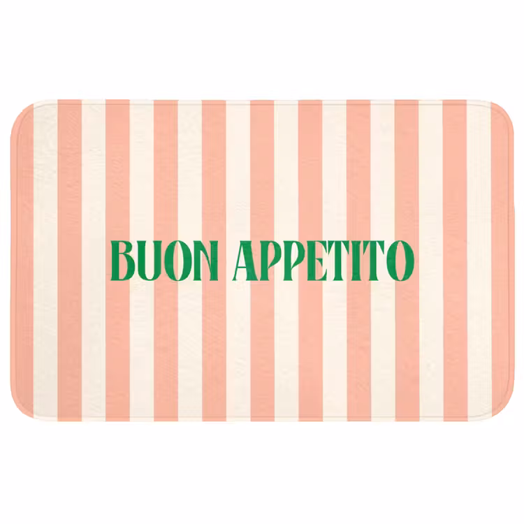 Wc Mat - Zachtroze - Groen - Strepen - Buon Appetito — 1