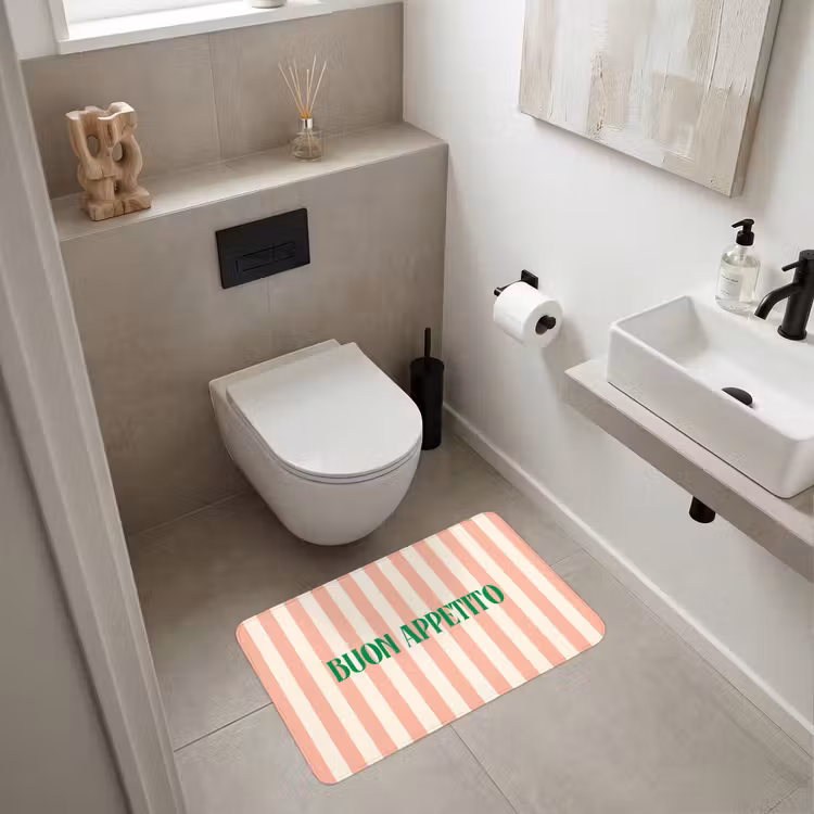 Wc Mat - Zachtroze - Groen - Strepen - Buon Appetito — 6