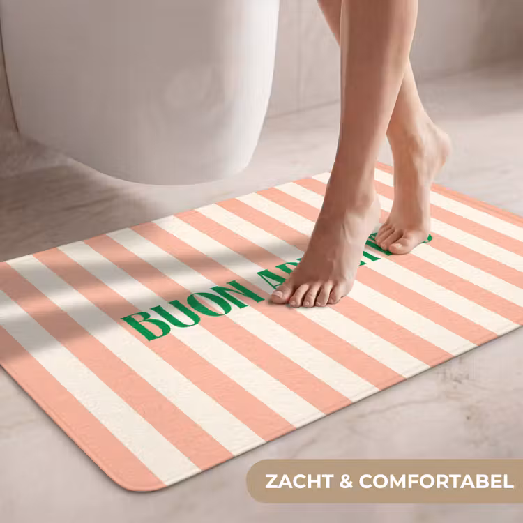 Wc Mat - Zachtroze - Groen - Strepen - Buon Appetito — 7