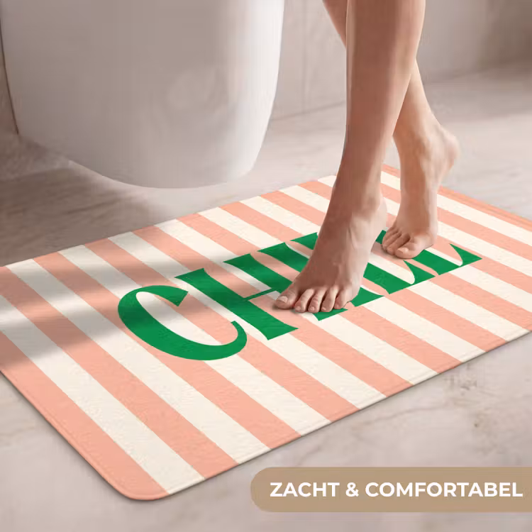 Wc Mat - Zachtroze - Groen - Strepen - Chill — 7