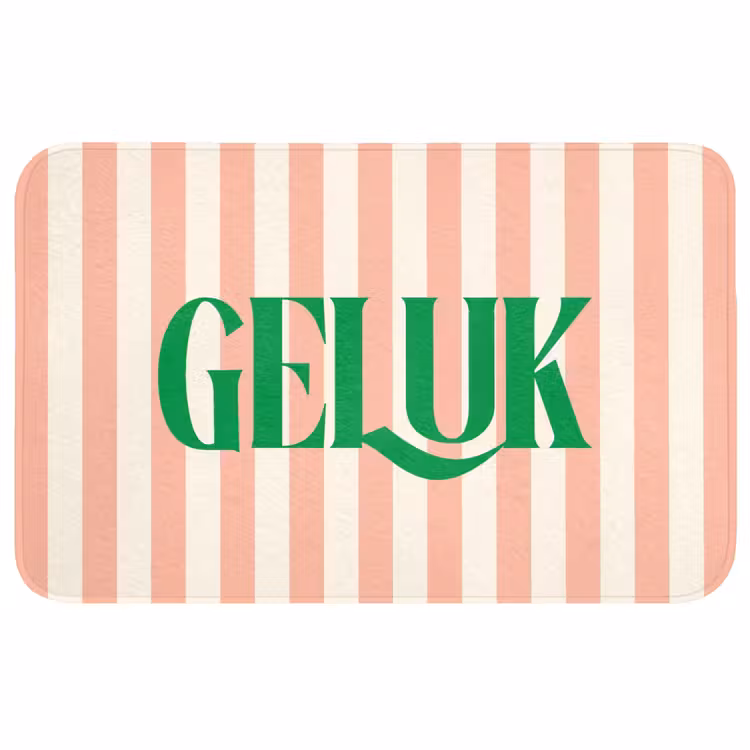 Wc Mat - Zachtroze - Groen - Strepen - Geluk — 1