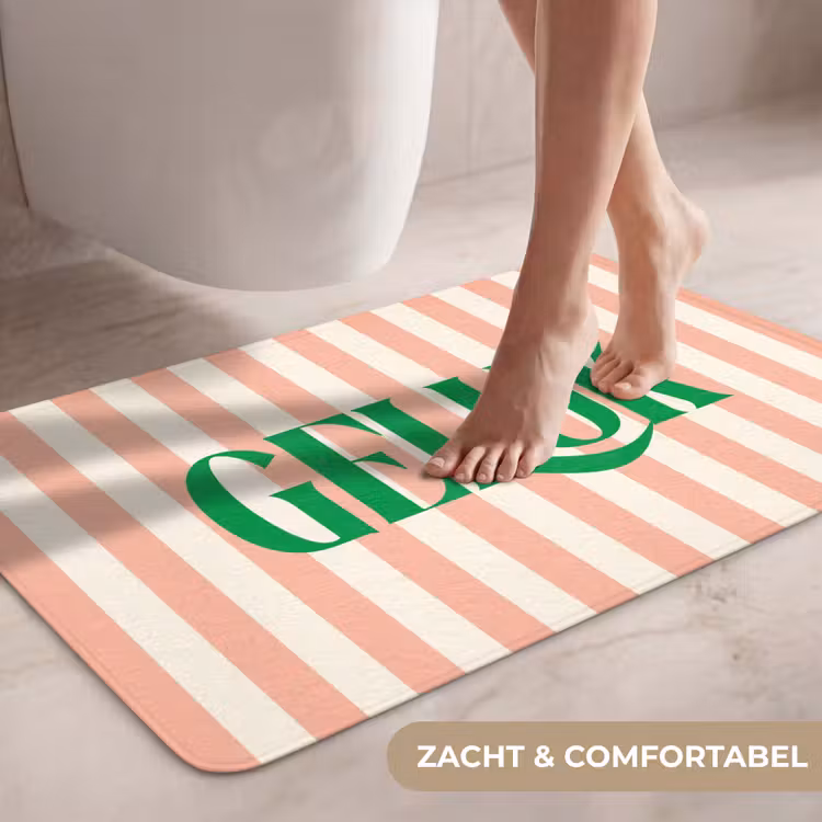 Wc Mat - Zachtroze - Groen - Strepen - Geluk — 7