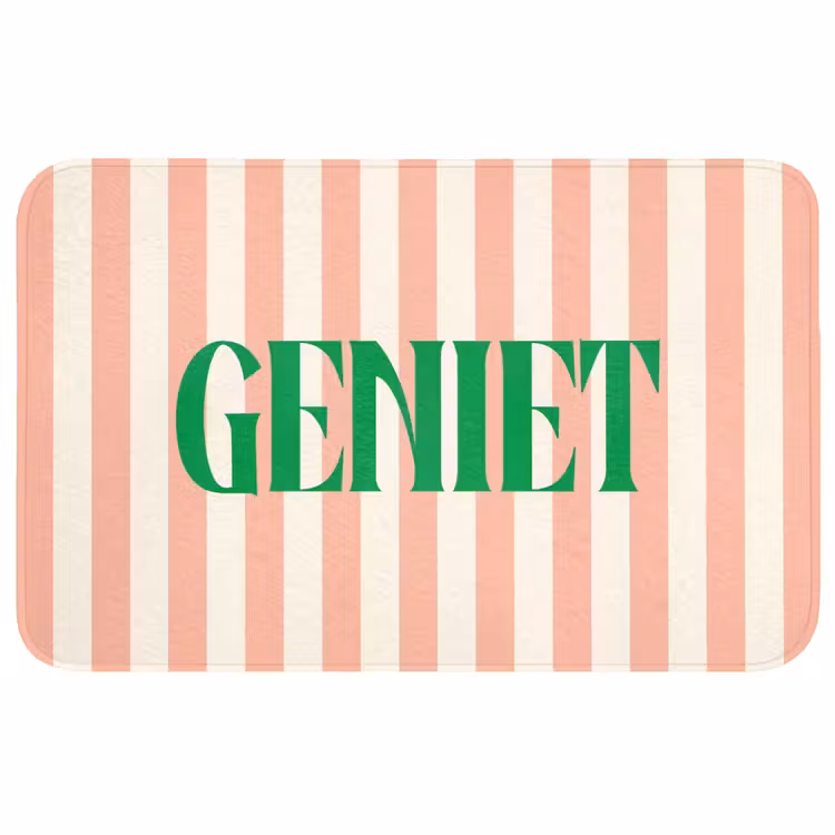 Wc Mat - Zachtroze - Groen - Strepen - Geniet — 1