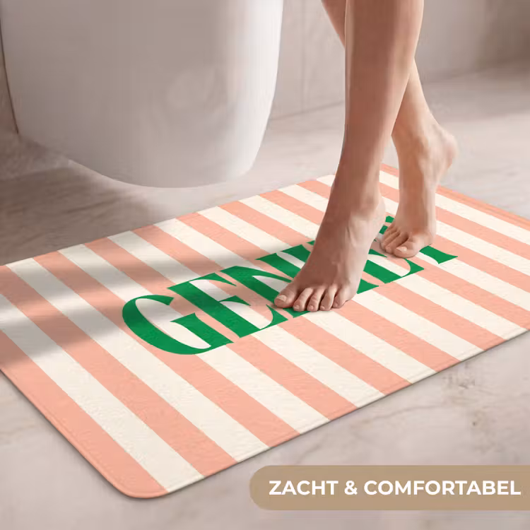 Wc Mat - Zachtroze - Groen - Strepen - Geniet — 7
