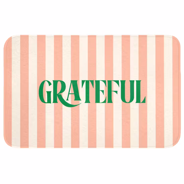 Wc Mat - Zachtroze - Groen - Strepen - Grateful — 1
