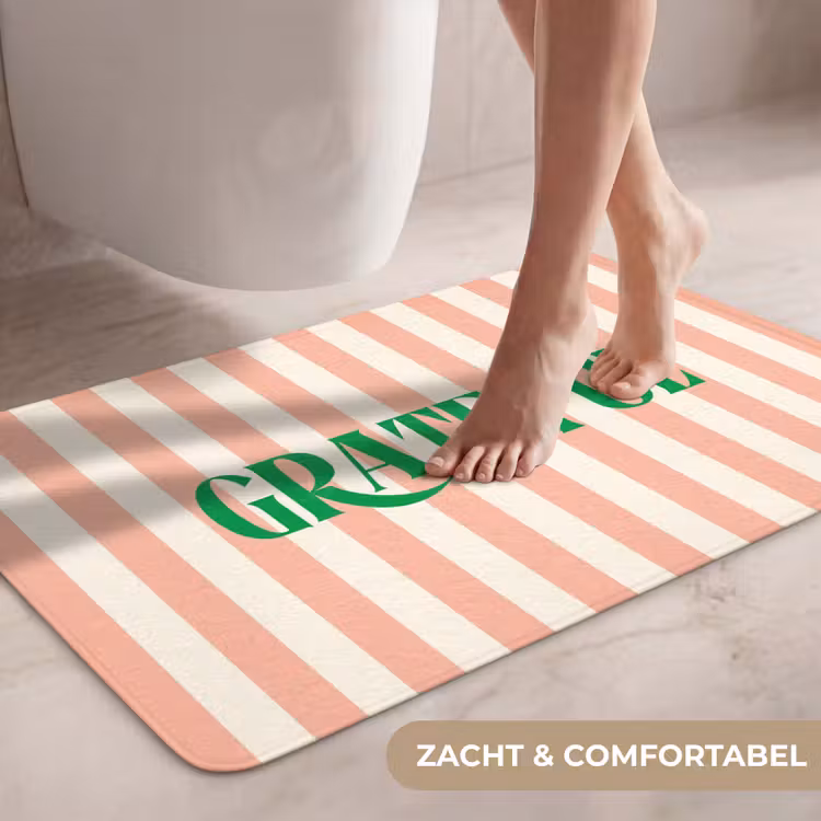 Wc Mat - Zachtroze - Groen - Strepen - Grateful — 7