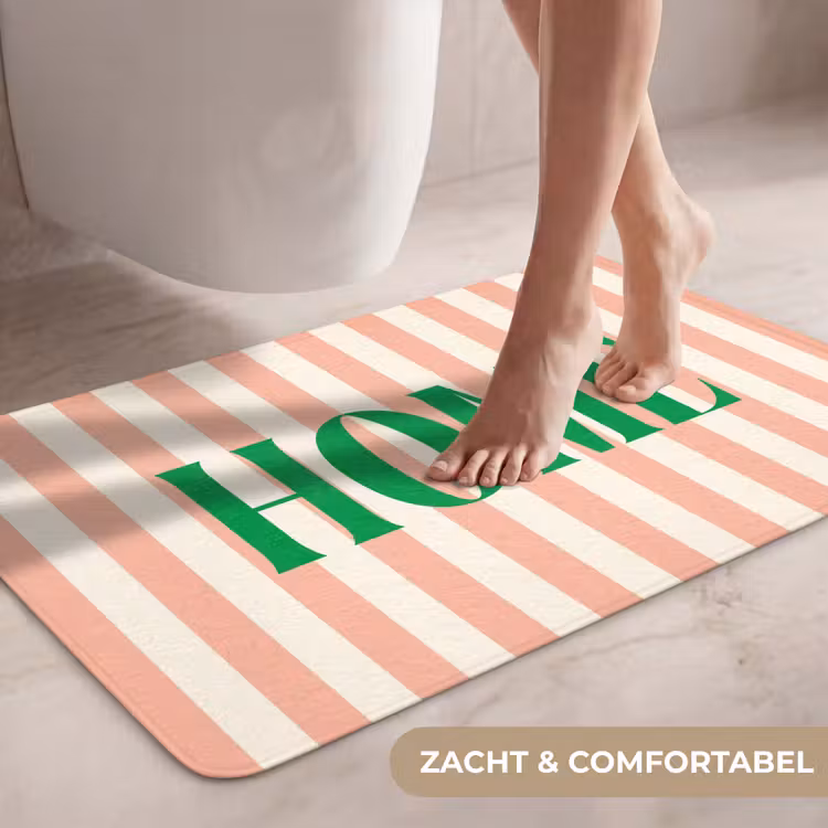 Wc Mat - Zachtroze - Groen - Strepen - Home — 7