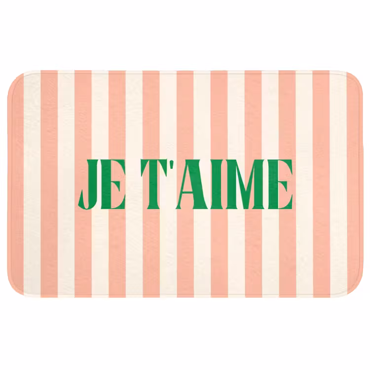 Wc Mat - Zachtroze - Groen - Strepen - Je t'aime — 1