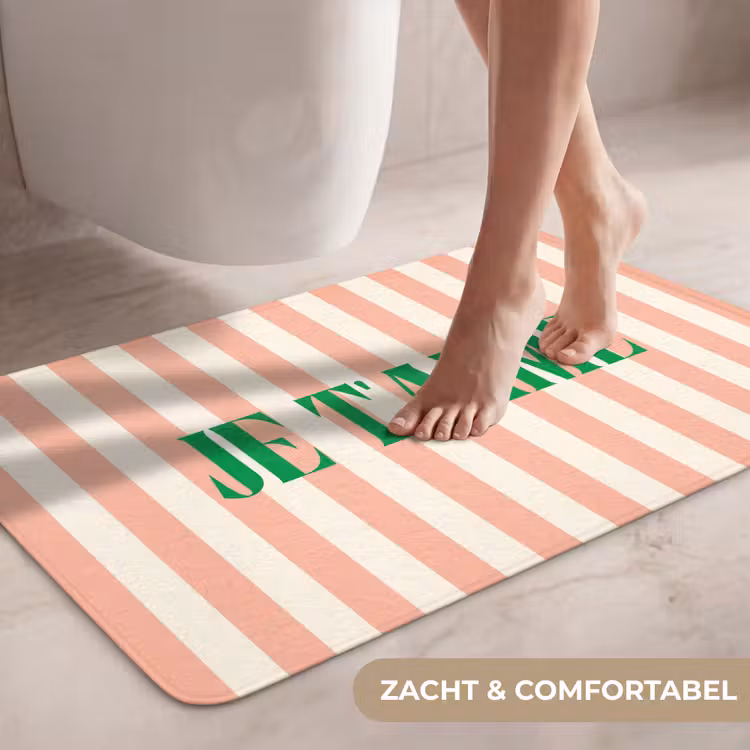 Wc Mat - Zachtroze - Groen - Strepen - Je t'aime — 7