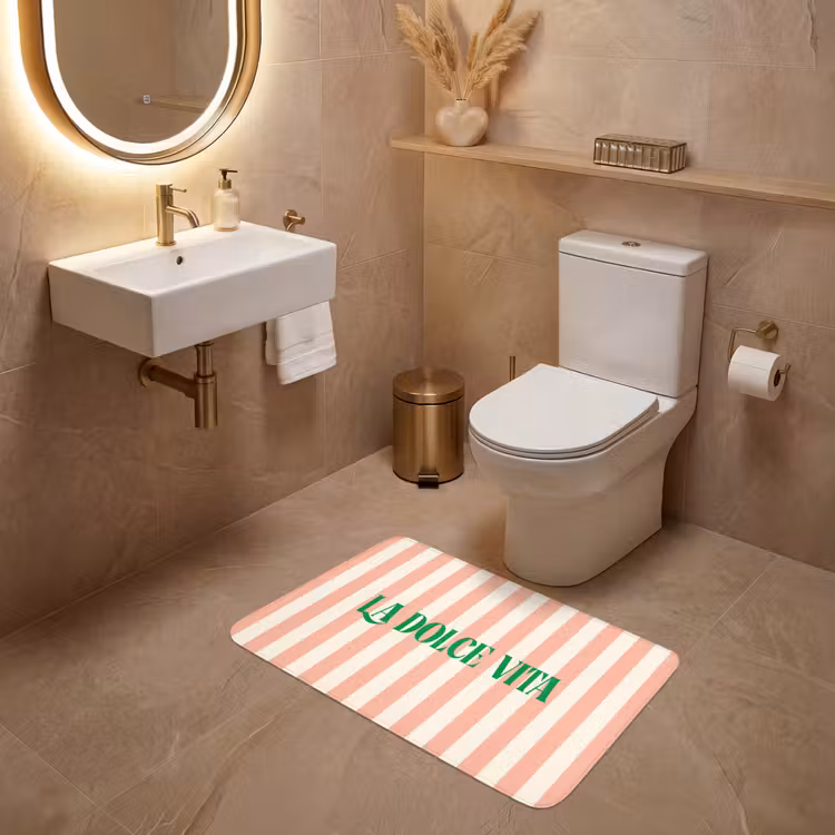 Wc Mat - Zachtroze - Groen - Strepen - La Dolce Vita — 4