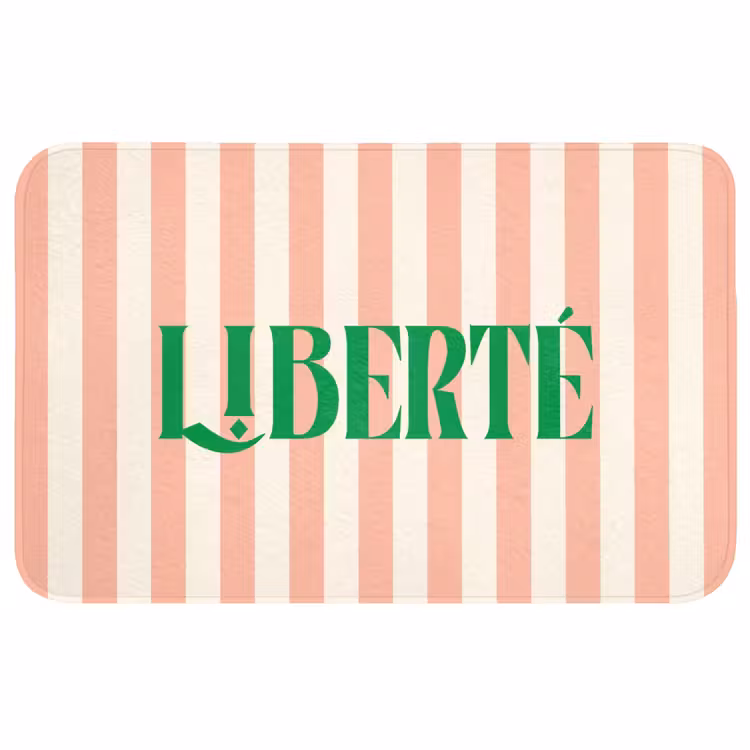 Wc Mat - Zachtroze - Groen - Strepen - Liberté — 1
