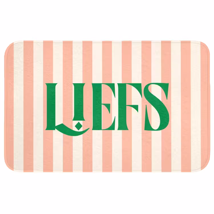 Wc Mat - Zachtroze - Groen - Strepen - Liefs — 1