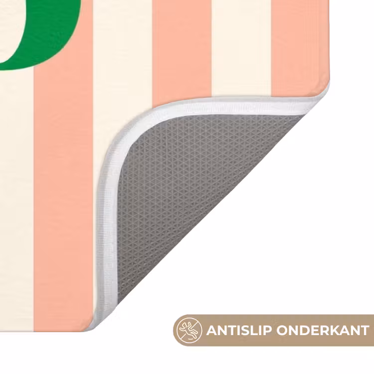Wc Mat - Zachtroze - Groen - Strepen - Liefs — 3