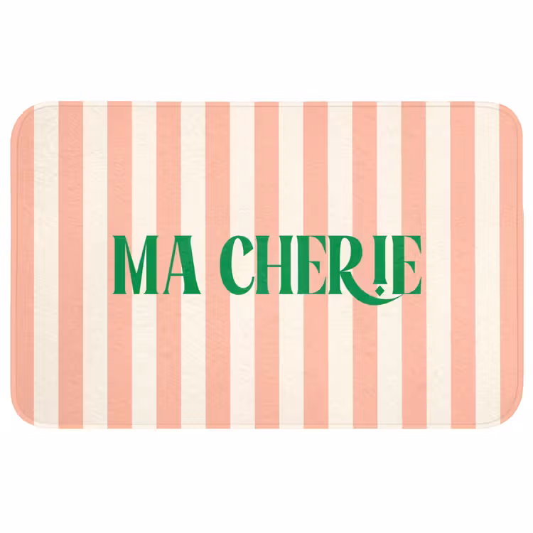 Wc Mat - Zachtroze - Groen - Strepen - Ma Cherie — 1