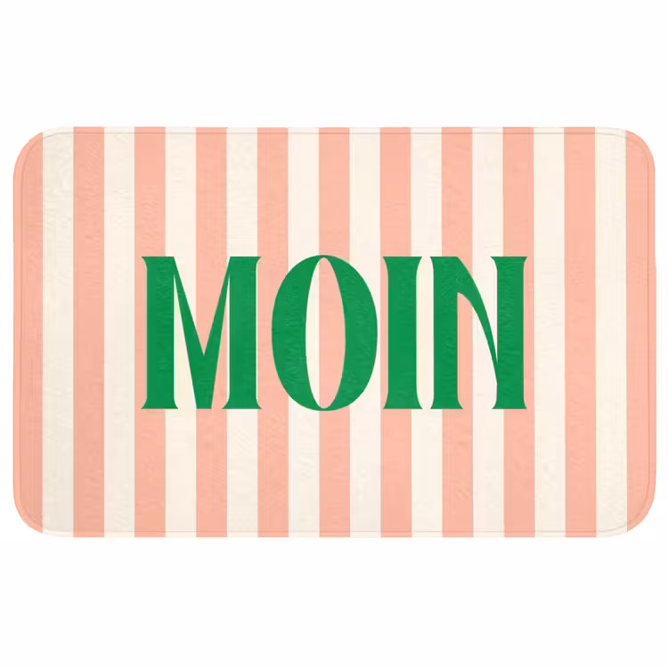 Wc Mat - Zachtroze - Groen - Strepen - Moin — 1