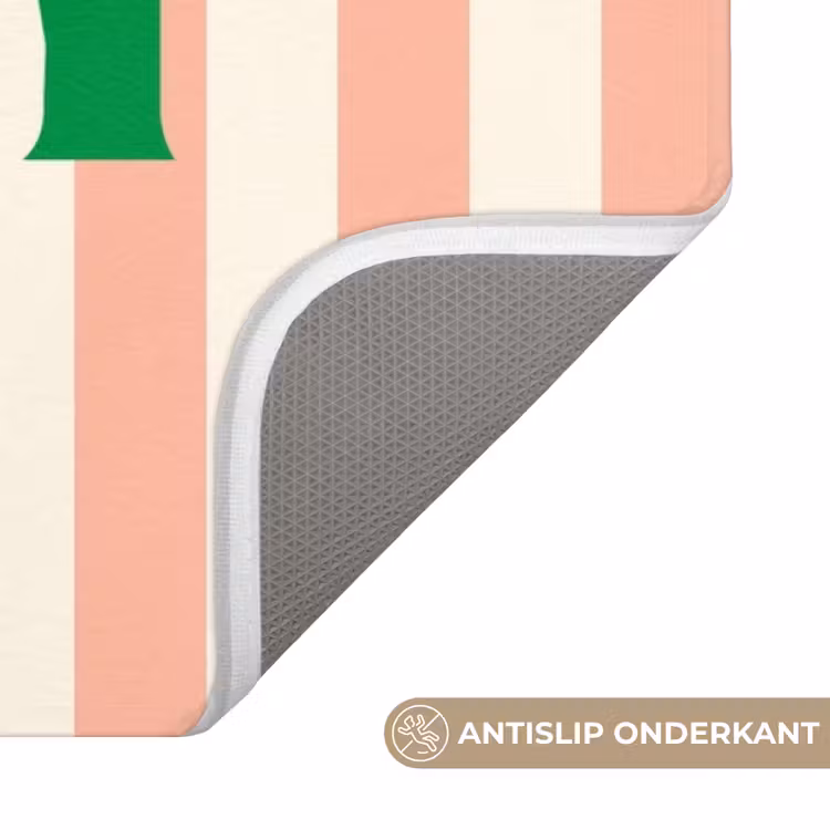 Wc Mat - Zachtroze - Groen - Strepen - Moin — 3
