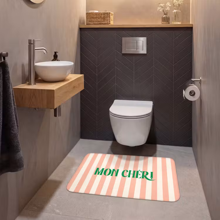 Wc Mat - Zachtroze - Groen - Strepen - Mon Chéri — 2