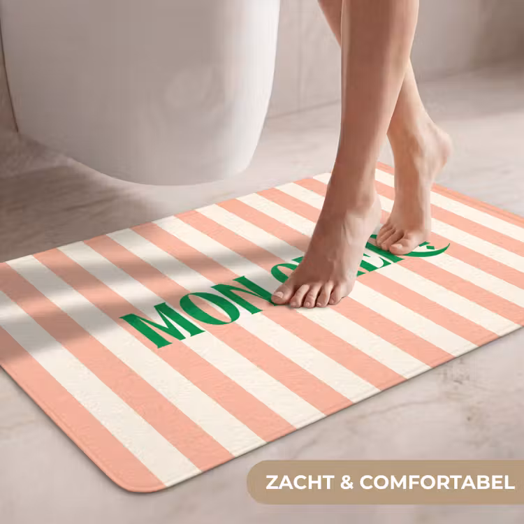 Wc Mat - Zachtroze - Groen - Strepen - Mon Chéri — 7