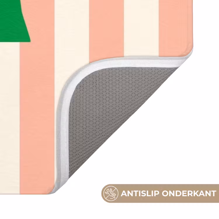 Wc Mat - Zachtroze - Groen - Strepen - Okay — 3