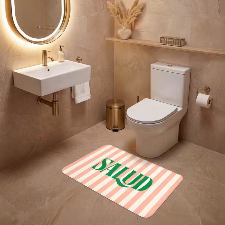 Wc Mat - Zachtroze - Groen - Strepen - Salud — 4