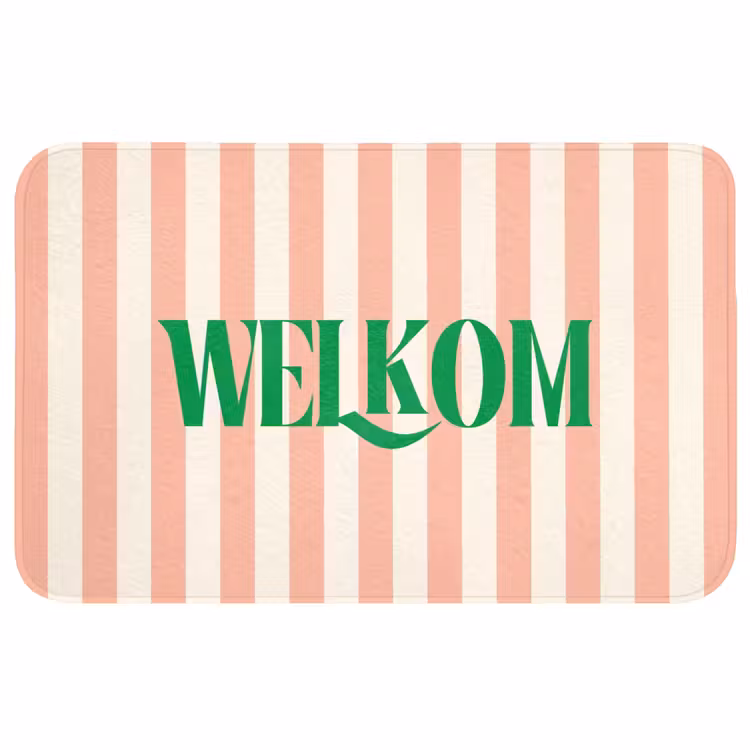 Wc Mat - Zachtroze - Groen - Strepen - Welkom — 1