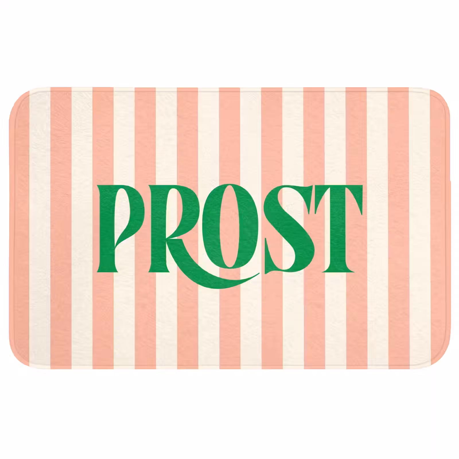 Wc Mat - Zachtroze - Groen - Strepen - Prost — 1
