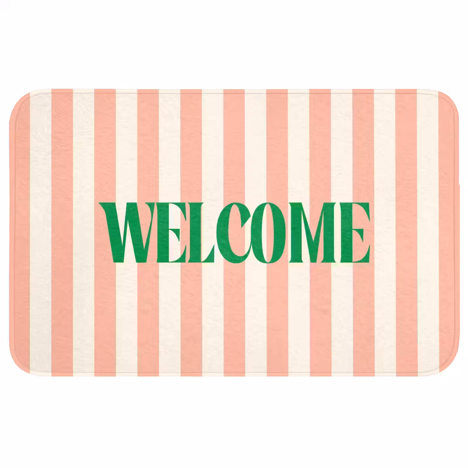 Wc Mat - Zachtroze - Groen - Strepen - Welcome — 1