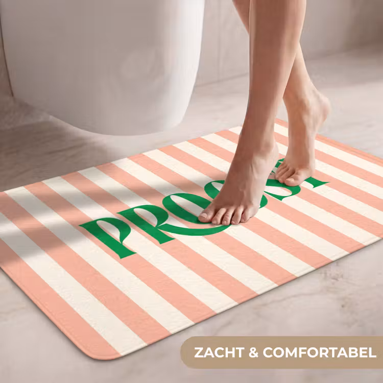 Wc Mat - Zachtroze - Groen - Strepen - Proost — 7