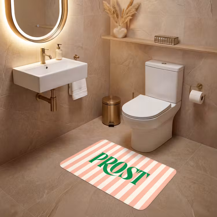 Wc Mat - Zachtroze - Groen - Strepen - Prost — 4