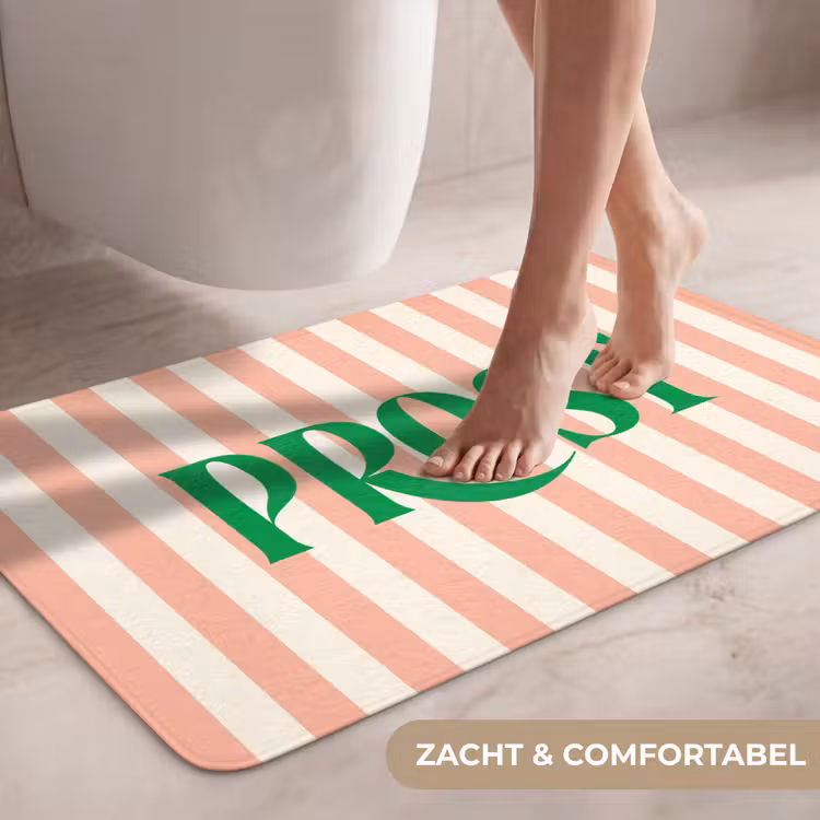 Wc Mat - Zachtroze - Groen - Strepen - Prost — 7
