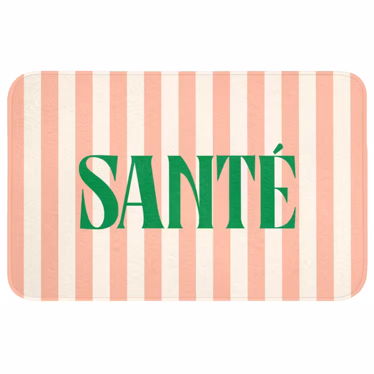 Wc Mat - Zachtroze - Groen - Strepen - Santé — 1