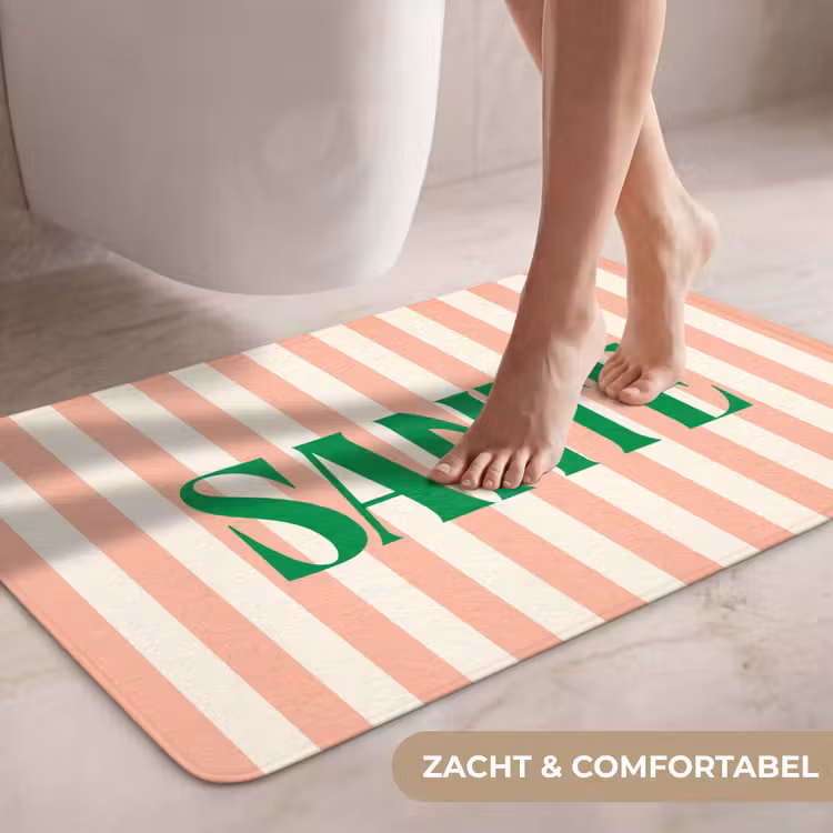 Wc Mat - Zachtroze - Groen - Strepen - Santé — 7