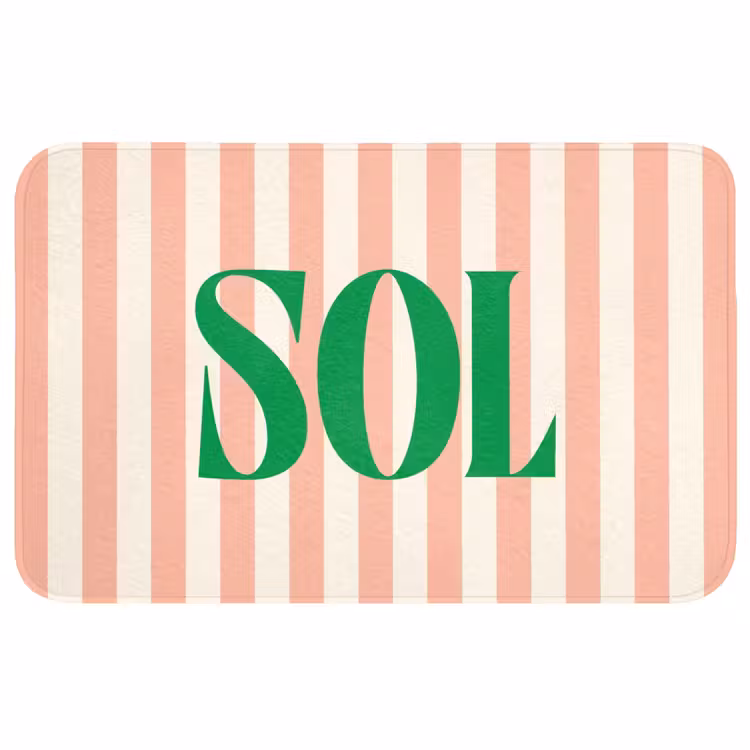 Wc Mat - Zachtroze - Groen - Strepen - Sol — 1