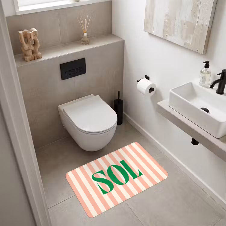 Wc Mat - Zachtroze - Groen - Strepen - Sol — 6
