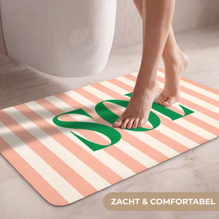 Wc Mat - Zachtroze - Groen - Strepen - Sol — 7