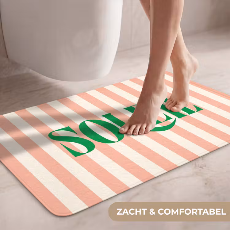 Wc Mat - Zachtroze - Groen - Strepen - Soleil — 7